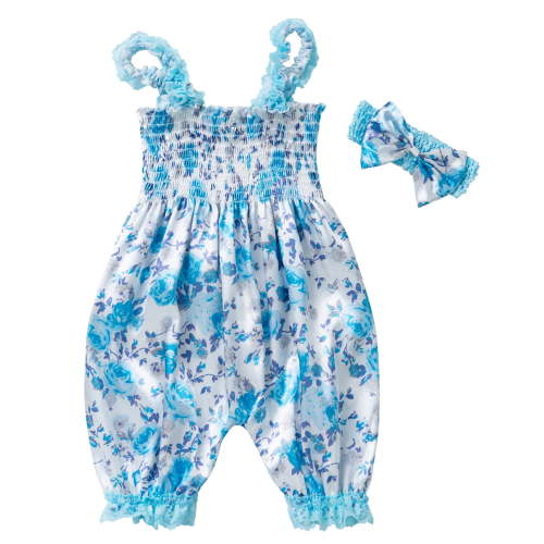 Odeerbi Baby Toddler Flower Print Lace Rompers, Jumpsuit, Cute Sling Bloomers