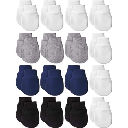 14 Pairs Newborn Baby Mittens Soft Cotton No Scratch Mittens Infant Toddler Gloves for 0-6 Months Baby Boys Girls