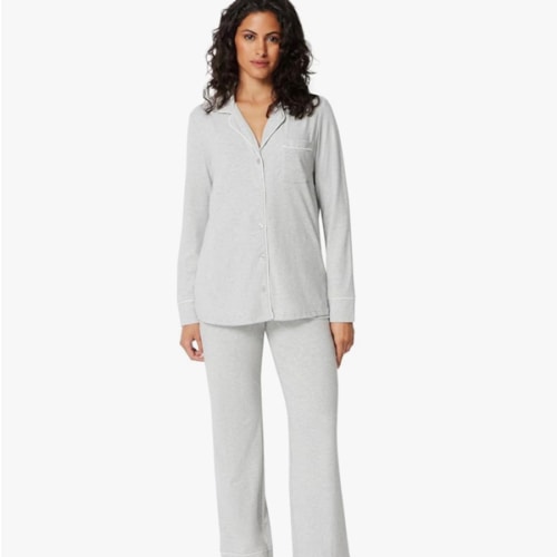 Amazon Essentials Women's Long Sleeve Cotton Modal Pajama Set, Loungewear with Full-Length Bottom