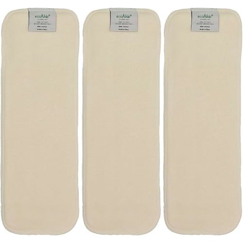 EcoAble 4-Layer Hemp Diaper Inserts – Overnight Boosters for Heavy Wetters – Reusable Absorbency Doublers – Fits Pocket, Cotton Prefold & Cover – Washable Natural Fiber Liners (Pack of 3)