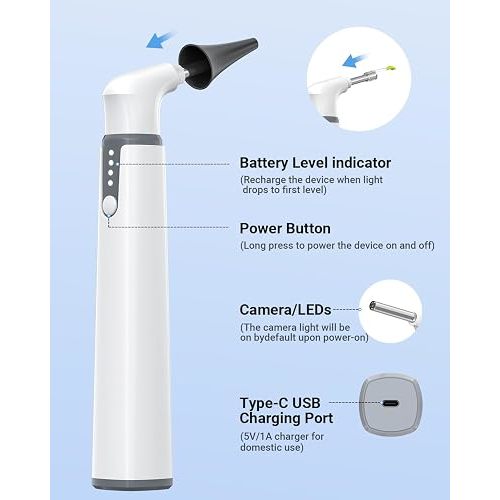 WiFi Otoscope, HD Otoscope Camera with Light, Ear Checker for Kids & Adults