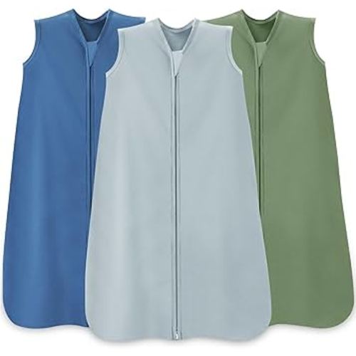 Baby Sleep Sack 6-12 Months,100% Cotton TOG 0.5 Wearable Blanket for Boys and Girls, 3 Pack 2-Way Zipper Lightweight Sleeping Bags for Toddler Newborn Infant