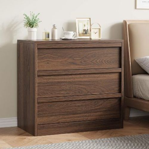 3-Drawer Dresser, Modern Wood Storage Chest with Smooth Drawers & Anti-Tipping Kit, Space-Saving Bedroom Cabinet for Clothes & Organization - Brown