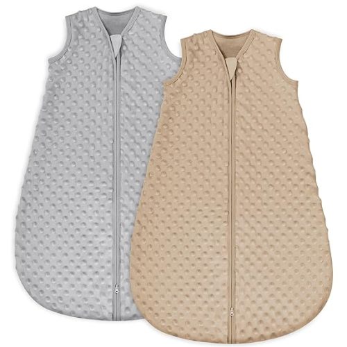 Yoofoss Fleece Baby Sleep Sack 6-12 Months with Plush Dots, TOG 1.5 Baby Wearable Blanket with 2-Way Zipper, Organic Cotton Toddler Sleep Sack Fleece