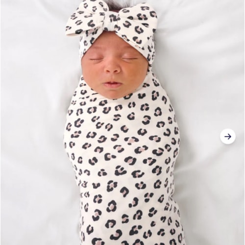 Luxe Leopard Swaddle & Luxe Bow Headband Set | Little Sleepies