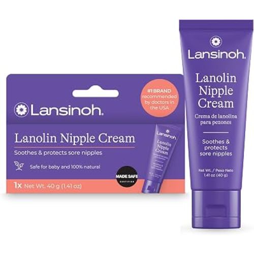 Lansinoh Lanolin Nipple Cream, 1.41 Ounces | Safe for Breastfeeding Baby, 100% Natural Nipple Butter, Breastfeeding Essentials, Postpartum Moms