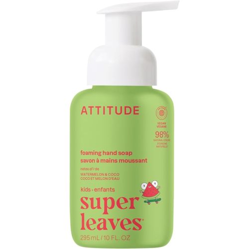ATTITUDE Foaming Hand Soap for Kids, EWG Verified, Dermatologically Tested, Plant- and Mineral-Based Ingredients, Vegan, Watermelon & Coco, 10 Fl Oz