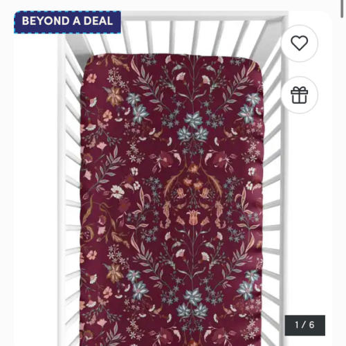 Sweet Jojo Designs Boho Wildflower Vintage Floral Girl Fitted Crib Sheet Red Rust Teal Botanical Garden Bohemian Farmhouse Indie