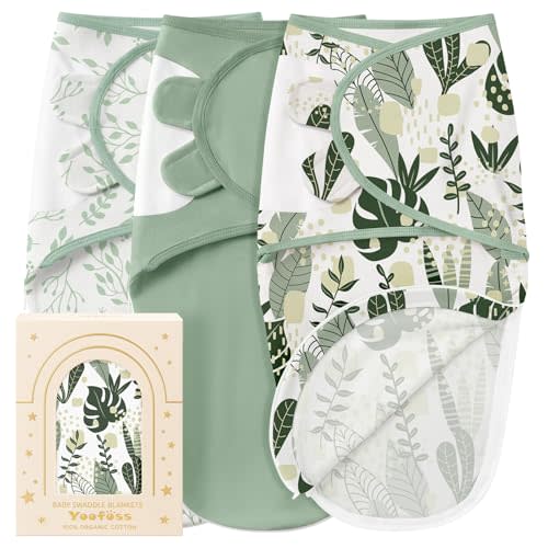 Yoofoss Baby Swaddles for Newborns, 0-3 Months | 100% Organic Cotton, 2 Zippers, Newborn Swaddle Sack, Breathable Soft Durable