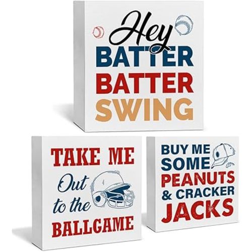 Baseball Decor for Home Baseball Sports Tiered Tray Decor 3 Pcs Decorative Wood Box Signs Rustic Table Desk Shelf Decoration for Bedroom Boys Room Party