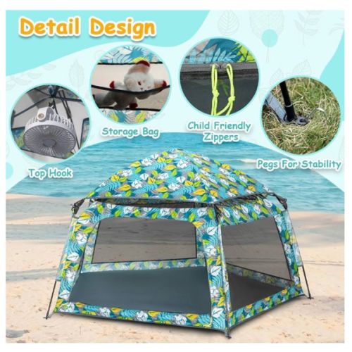 Baby Playpen Pop-up Tent - Outdoor & Indoor Play Tent for Beach with Canopy Travel Bag Portable Play Yard for Babies & Toddlers (Forest)