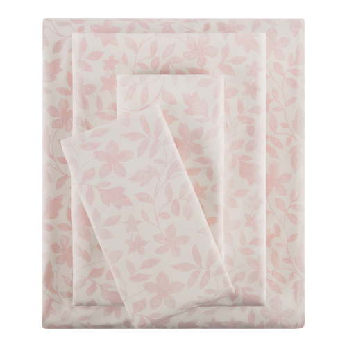 Mainstays 4-Piece 300 Thread Count Pink Floral Cotton Blend Bed Sheet Set, King