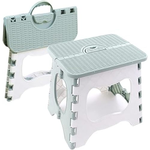 Folding Step Stool Compact Plastic Foldable Step Stool Holds Up to 300 lbs,12 inches,30cm,Non-Slip(Green) 1PCS