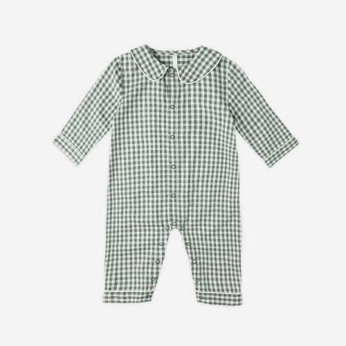 Baby Pajama Romper - Evergreen Gingham