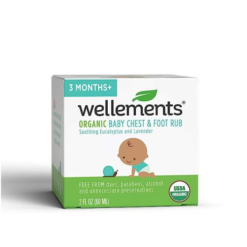 Wellements Organic Baby Chest & Foot Rub, 2 Fl Oz, Eucalyptus and Lavender, Free from Dyes, Parabens, Preservatives