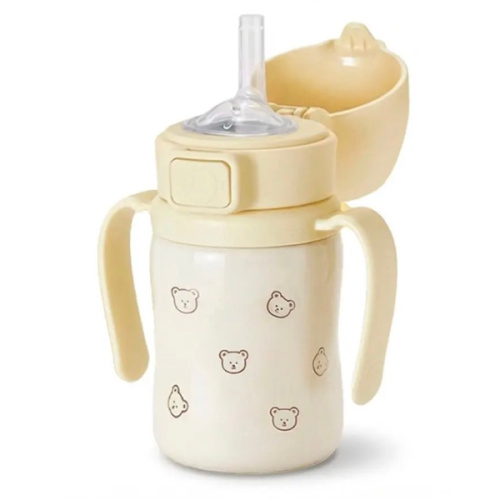 Grosmimi Stainless Steel Straw Cup with Flip Top - 6oz (12 Months+)