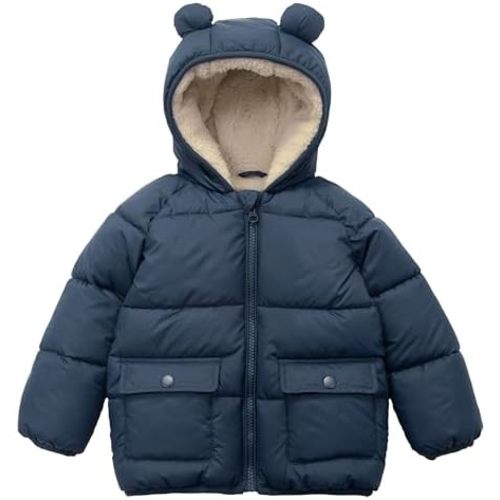Rokka&Rolla Baby Boys' Water-Resistant Sherpa Fleece Lined Puffer Jacket Winter Coat for Newborn Infants Toddler