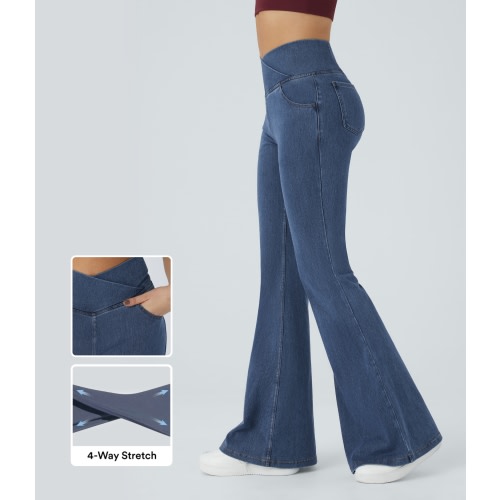 Halara Flex™ High Waisted Crossover Pocket Washed Casual Jeans