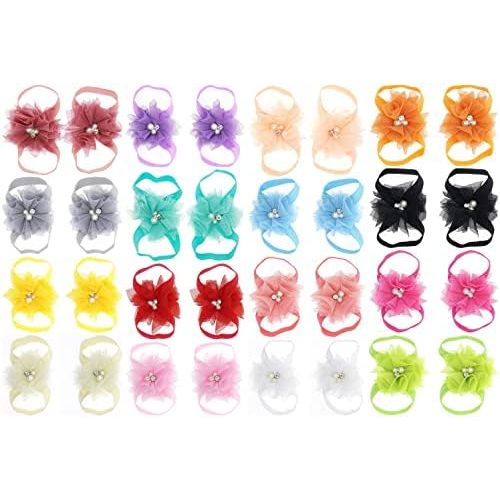 Toptim Baby Girl's Barefoot Sandals Flower for Newborn Toddlers (0-3T)