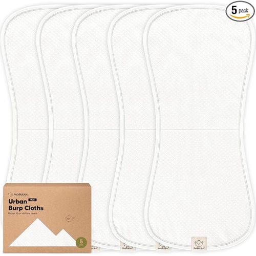 KeaBabies 5-Pack Organic Burp Cloths Baby Girl, Boy - Extra Large, Absorbent Baby Burp Cloths,Soft Burping Cloths for Babies,Newborn Burp Clothes,Cotton Burp Rags,Thick Burp Cloth(Soft White/Quin)