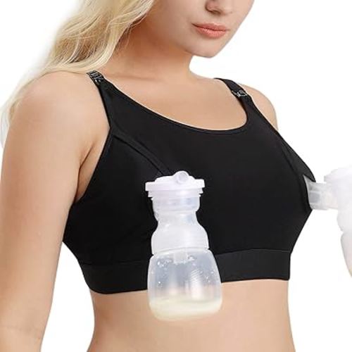 Momcozy Hands Free Pumping Bra, Adjustable Breast-Pumps Holding and Nursing Bra, Pumping & Nursing Bra in One