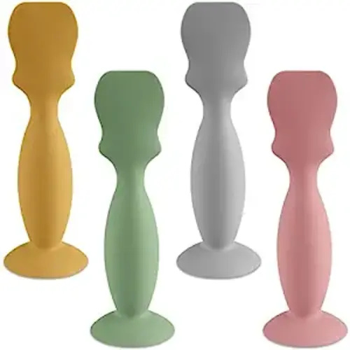 Mini Size Baby Diaper Cream Spatula Applicator Soft Silicone Baby Butt Paste Spatula (4Pack, Sage/Gray/Blush/Mustard Yellow)