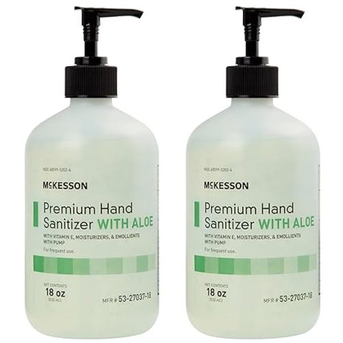 McKesson Hand Sanitizer with Aloe, 18 oz Pump Bottle [Pack of 2] – 70% Ethyl Alcohol, Spring Water Scent, No-Rinse Gel with Vitamin E and Moisturizers, Medical-Grade Sanitizer