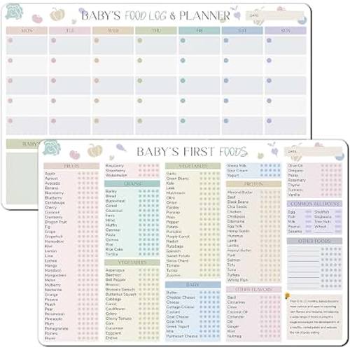Amazon.com: BIROYAL 2 Pack Baby First Food Tracker, Daily Food Log, 5-Trial Checkbox | Baby Led Weaning Supplies, 101 Foods Before 1 Checklist & Baby Meal Planner, 12"x8", Dry Erase Waterproof, for New Parents