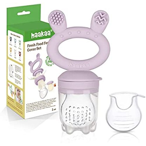 Haakaa Baby Fruit Food Feeder Pacifier | Milk Frozen Set | Silicone Feeder and Teether for Infant Safely Self Feeding, BPA Free Teething Relief Toy (Lavender)