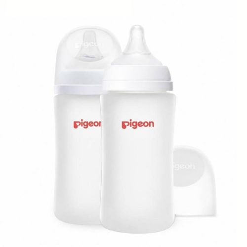 Pigeon Nurture & Nest Silicone Coated Glass Baby Bottles with Nipples - 8 fl oz/2pk