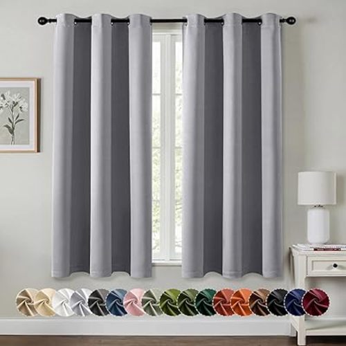 MIULEE Blackout Curtains for Bedroom Living Room 2 Panels, Thermal Insulated Room Darkening Drapes Grommet Noise Reducing Light Blocking Window Treatments 54 Inches Long 40x54 Inch Light Grey
