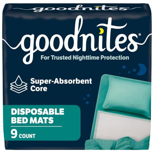 Goodnites Disposable Bed Pads/Bed Mats for Bedwetting, 2.4 x 2.8 ft, 36 Ct (4 Packs of 9)