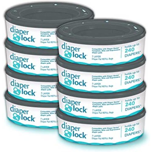 Diaper Lock Refills, Compatible with Diaper Genie | 240 Count (8-Pack) | Compatible with All Diaper Genie Pails