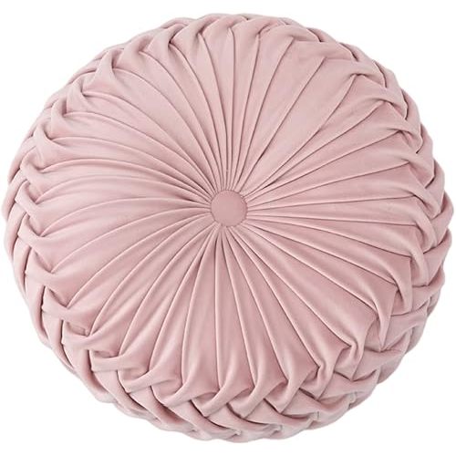 Baiyuruodie Round Velvet Pillow, Sofa Bed Bedroom Decorative Throw Pillow (38cm, Light Pink)