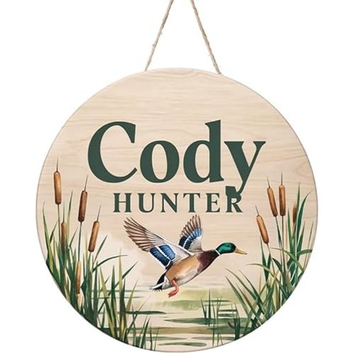 Personalized Wooden Name Signs for Nursery, Mallard Duck Sign for Baby Door Decor, Newborn Gifts for Boy, Boys Nursery Wall Bedroom Decorations, Mother's Day Gifts for New Mom Dad Gift