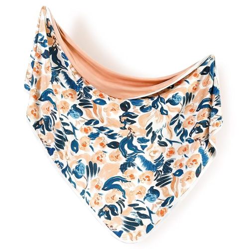 GRSSDER Baby Blankets Super Soft Stretchy Jersey Knit Swaddle Blanket for Baby Girls, Stylish Double Layer Receiving Blankets 34 x 44 Extra Large for Swaddling, Blush & Flora