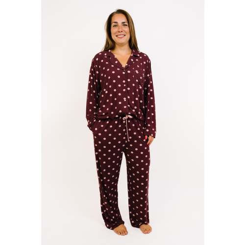 Mulberry Polkadot Women's Bamboo Pajama Set
