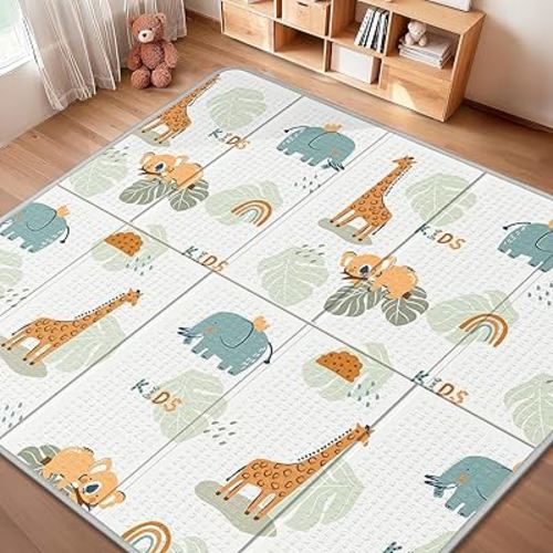 Foldable Baby Play Mat for Floor, PIGLOG 79x71 Extra Large Crawiling Play Mat for Babies, Waterproof & Portable Tummy Time and Non-Toxic Soft Foam Playmat for Infants, Toddlers