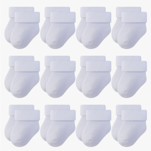 RATIVE Newborn Baby Socks 0-6,6-12 Months Terry Turn Cuff Socks for Boys Girls