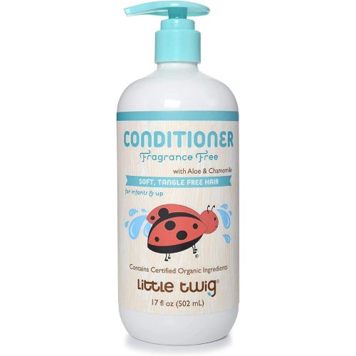Little Twig Hair Conditioner, Natural Conditioner with Plant Derived Formula, Fragrance-Free, Contains Essential Oils and Extracts, Suitable for Whole Family, 17 fl oz.