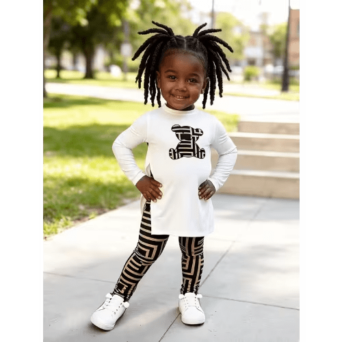 spring autumn girls round neck bear cartoon print - Temu