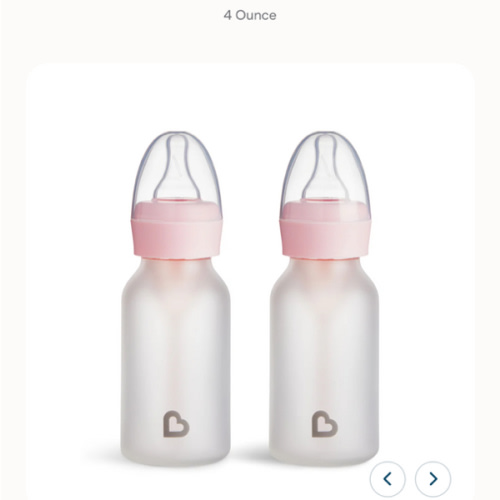 Munchkin Bond™ Silicone Glass Bottle 4oz, 2pk, Pink