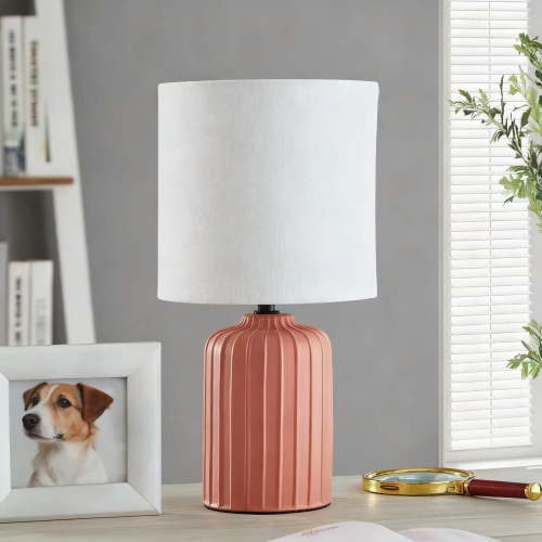 Mainstays 12.75 Inch Ceramic Table Lamp with White Fabric Shade