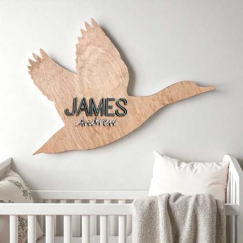 Flying Mallard Duck Name Sign, Custom Kids Name Sign, Mallard Duck Art, Boys Nursery/ Kids Room Wall Decor, Laser Cut Personalized Wood Sign