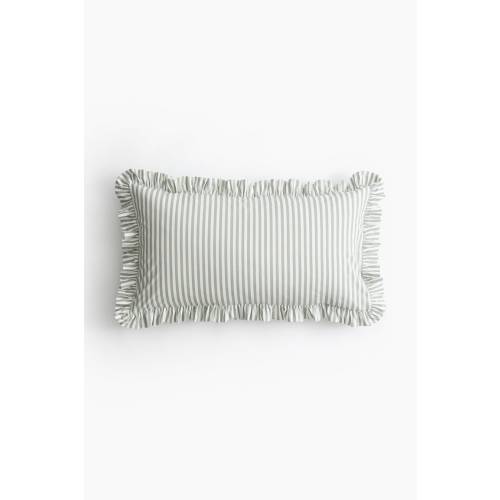 Ruffle-Trimmed Cotton Cushion Cover