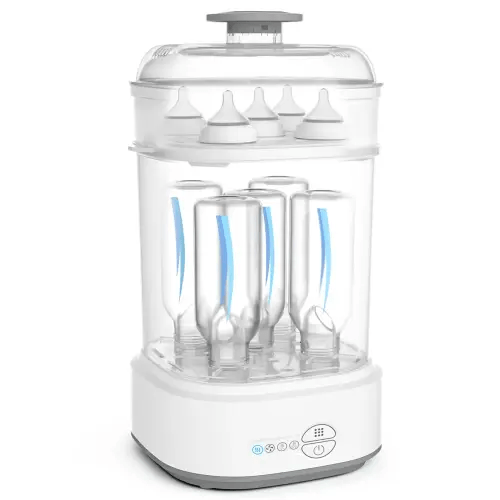 Baby Bottle Steam Sterilizer with Timer for Baby Bottles, Pacifiers, Pump Part,Toys White