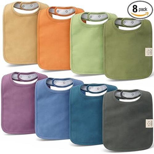 KeaBabies 8-Pack Organic Baby Bibs for Boys, Girls Drool Bibs (Cruise) | Super Absorbent Cotton Bibs for Teething and Drooling Newborn, Toddler, Ultra Soft, Machine Washable, Gender Neutral Colors