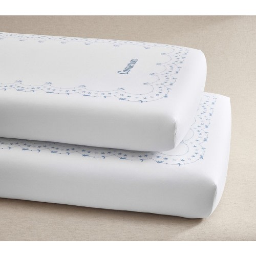 Welcome Home Star Embroidered Picture Perfect Organic Crib Fitted Sheet