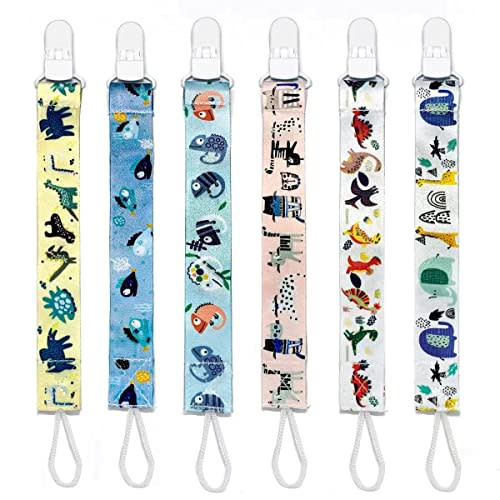 PandaEar 5 Pack Silicone Pacifier Clips for Boys and Girls Newborn