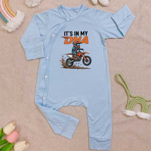 It’s In My DNA Dirt Bike Baby Long Sleeve Bodysuit, Custom Motocross Newborn Romper, Funny Toddler Racing Outfit, Dirt Bike Boy Gift